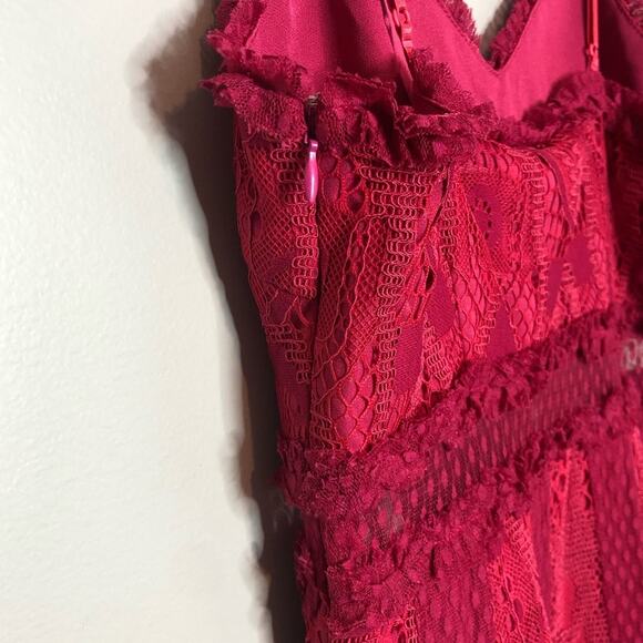 NWT Foxiedox Raspberry Gloria Lace Sheer Waist Dress Size XSmall - Picture 7 of 13